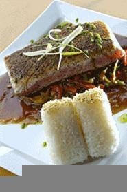 The seared yellowtail tuna and fixin's should float your boat. - Walter  Novak