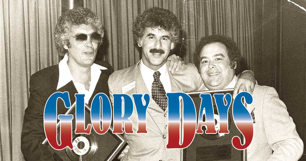 From left, record company “insider” Carl Maduri, Mike Belkin and Epic Records head Ron Alexenburg - celebrating a partnership in 1976. - Photo courtesy Ron Hill