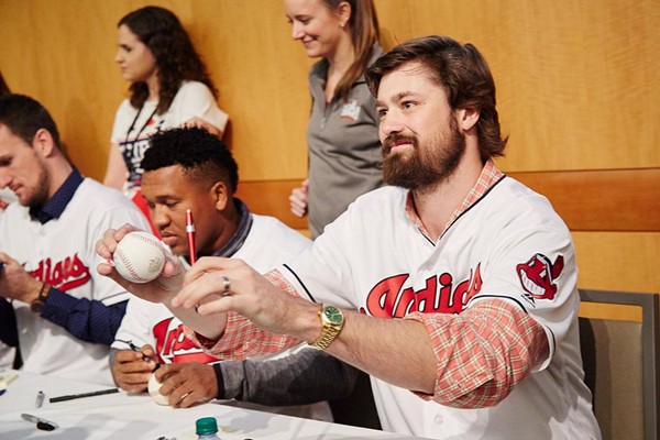 Andrew Miller and Jose Ramirez sign autographs for fans at the 2017 TribeFest - PHOTO VIA CLEVELAND INDIANS/FACEBOOK