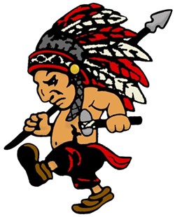 Mascot for the Mohawk High School "Warriors," in Wyandot County.
