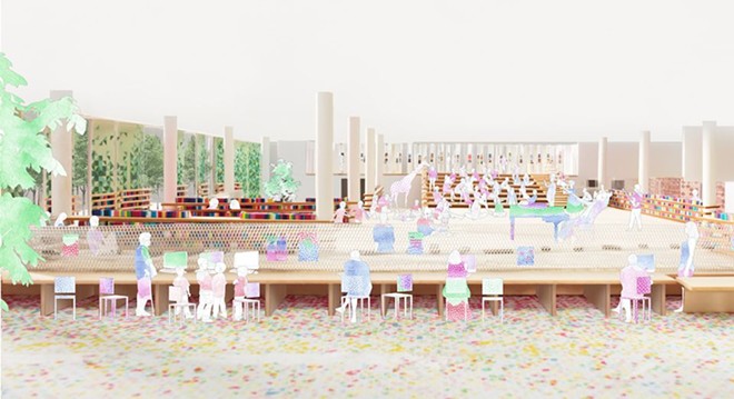An interior view of the SO-IL + Kurtz proposal for the new Martin Luther King Jr. Library branch. - SO-IL + KURTZ