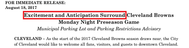 Cleveland Declares, for Billionth Time, that 'Excitement and Anticipation Surround' Upcoming Sporting Event (3)