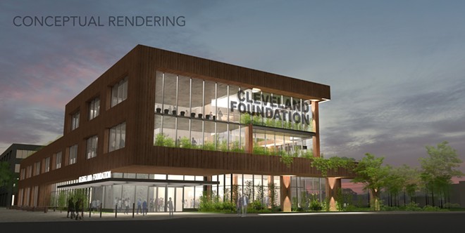 Rendering of the Cleveland Foundation's proposed new headquarters in Midtown. - Cleveland Foundation / S9 Architecture