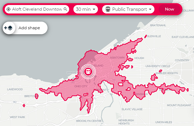 New App Lets You Visualize Cleveland Travel Times for Biking, Walking, Public Transit