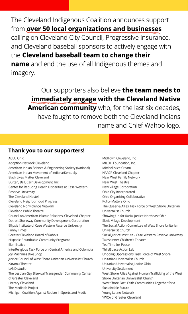 50+ Cleveland Orgs Ask Indians to Change Name, Engage Native American Community (4)