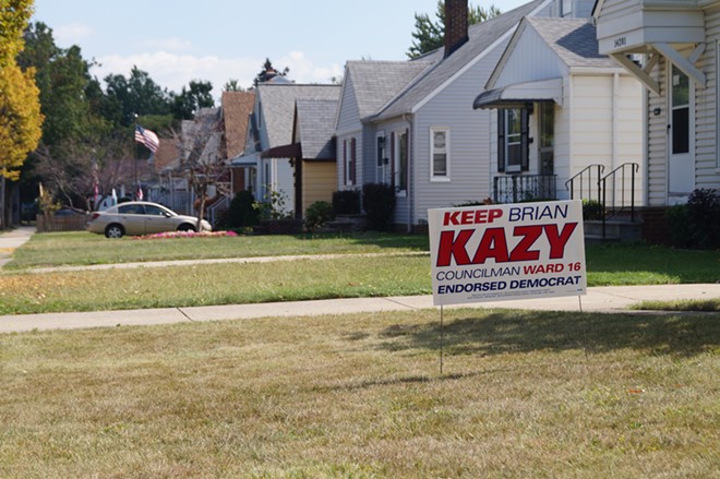 Brian Kazy yard sign in Ward 16. - SAM ALLARD / SCENE
