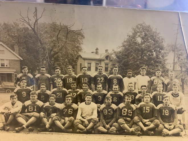 Charles “Chuck” V. Williams, fourth from top right, and the Ohio School for the Deaf football team.