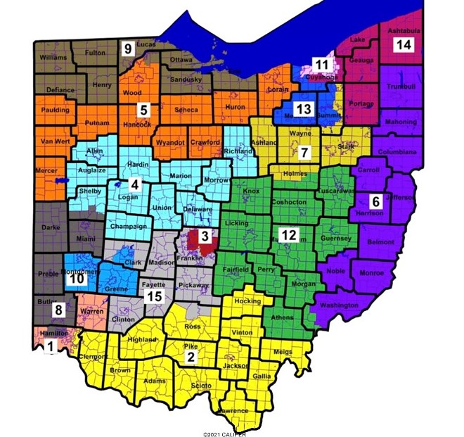 The GOP congressional map passed through the state Senate on Tuesday afternoon. - OHIO STATEHOUSE GOP SENATE MAP