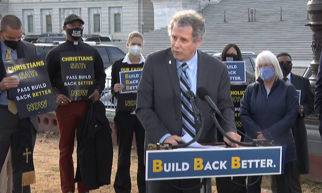 Sen. Sherrod Brown, D-Ohio, joined faith leaders to call for the Child Tax Credit to be expanded as part of the Build Back Better Act. - (Courtesy Sherrod Brown)