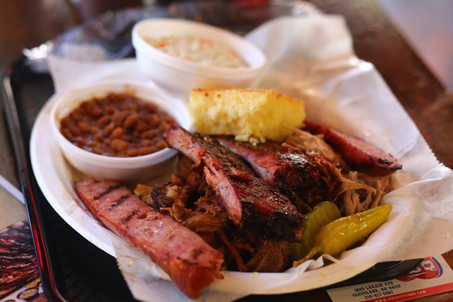 Smoked meats at the former Ohio City BBQ. - EMANUEL WALLACE