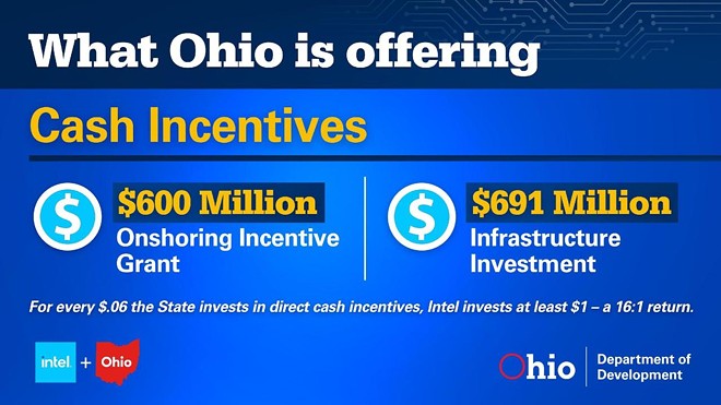 Part of the incentive package offered to Intel by the state of Ohio. - (SCREENSHOT FROM OHIO DEPT. OF DEVELOPMENT PRESENTATION)