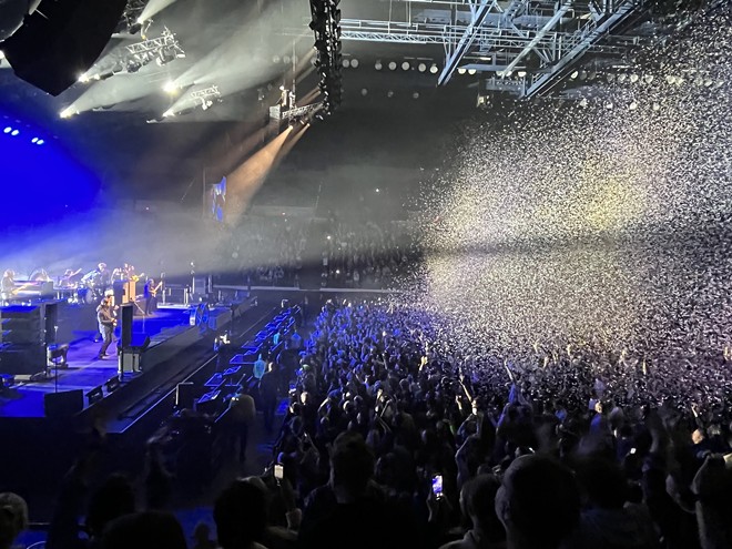 The Killers at The Wolstein Center: confetti, lasers, pyrotechnics and enough singalongs to leave the capacity crowd hoarse. - Eric Heisig