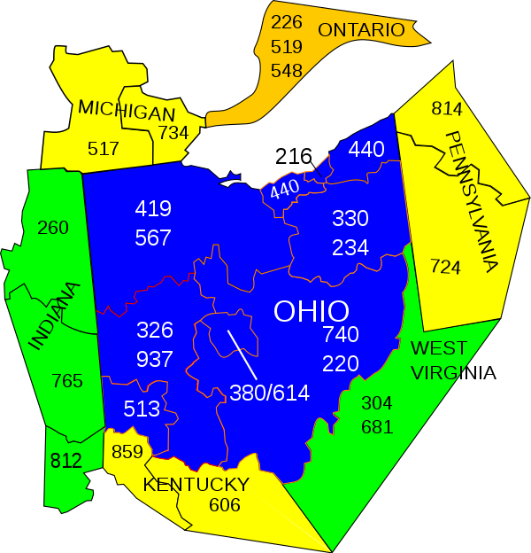 Northeast Ohio Will Get A New Area Code As 440 Numbers Will Run Out By   600px Area Codes Oh 