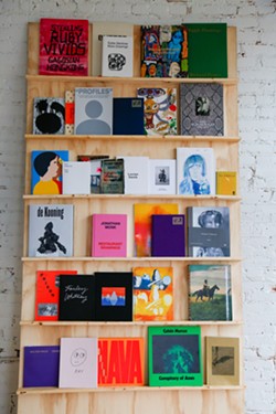 Impossible's first shelf for magazines and local publications.  - Mark Oprea