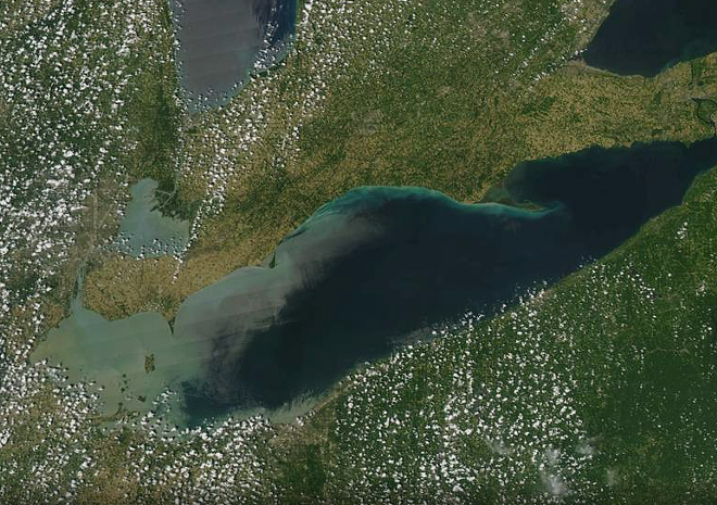 Phosophorous plays a key role in Great Lakes dead zones and algae blooms - Lake Erie on July 1, 2018, via NOAA