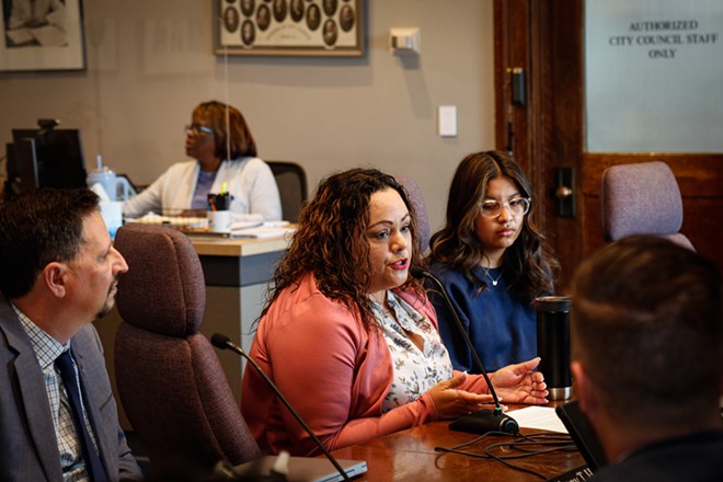 Jenice Contreras, the executive director of the Northeast Ohio Hispanic Center for Economic Development, speaking to members of council on Tuesday, May 16, 2023. - Mark Oprea