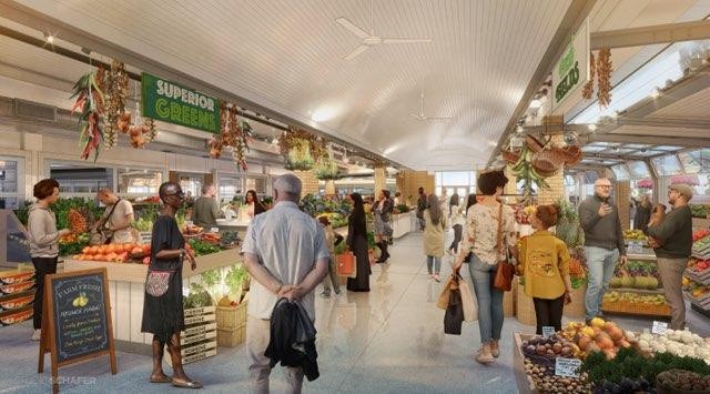 A revamped North Arcade would allow vendors the option to create bespoke produce spaces that better fit their business. It would also have heating, air conditioning and coolers—long-desired amenities that vendors have been pining for. - City Hall