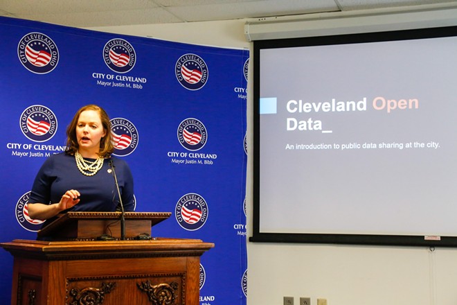 Liz Crowe, director of Quality Control at the city's Department of Urban Analytics & Innovation, debuted the city's new Open Data Portal on Tuesday, at the Department of Public Health. - Mark Oprea