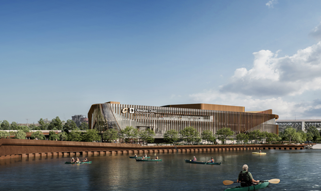 Architects Jonathan Mallie and Jac Griffiths told Scene that designing the Cav's facility as a Cleveland icon on the Cuyahoga was high up on the priority list. - Populous