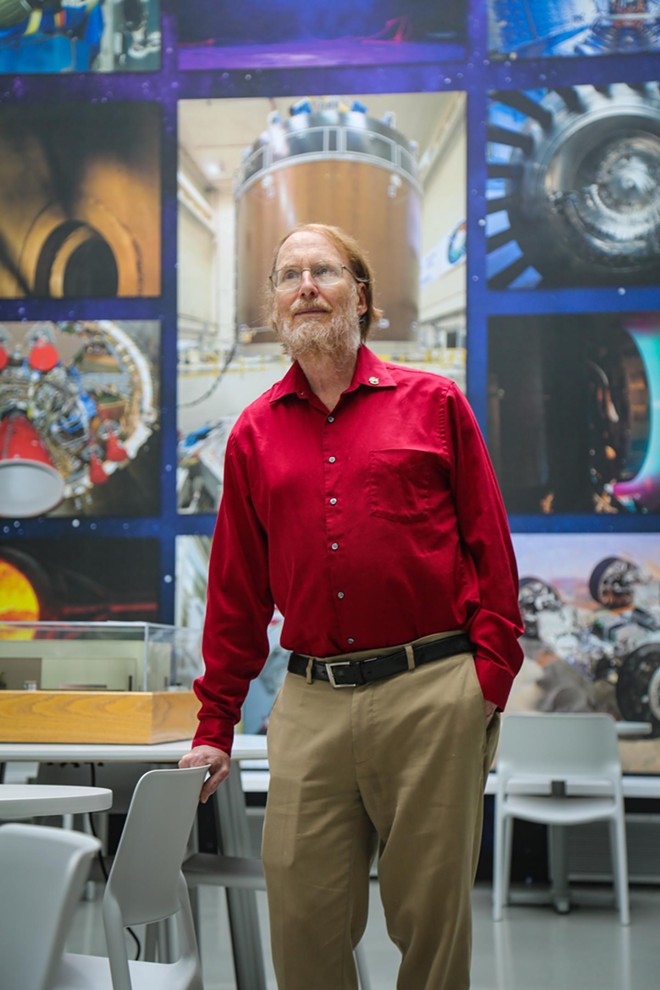 Landis at NASA Glenn in late July. He says both realms of work influence each other. "Science fiction is the inspiration. Science fiction looks at both. What's possible that would be cool. What do we want?" - Mark Oprea