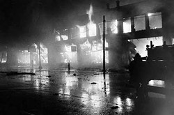 A fire during the riots in Glenville, 1968 - CLEVELAND MEMORY PROJECT