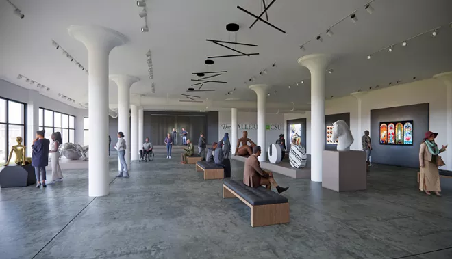 The first floor of Cleveland State's parking garage off East 13th Street is slated to turn into a dedicated art gallery come 2027. - DVA Architecture