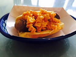 That's a mac and cheese hot dog, folks. - FACEBOOK: WEENIE A GO GO OHC