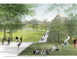 A rendering of the planned project from the Cleveland Museum of Art, looking west toward the Chinese Cultural Garden. - Photo by Sasaki Associates