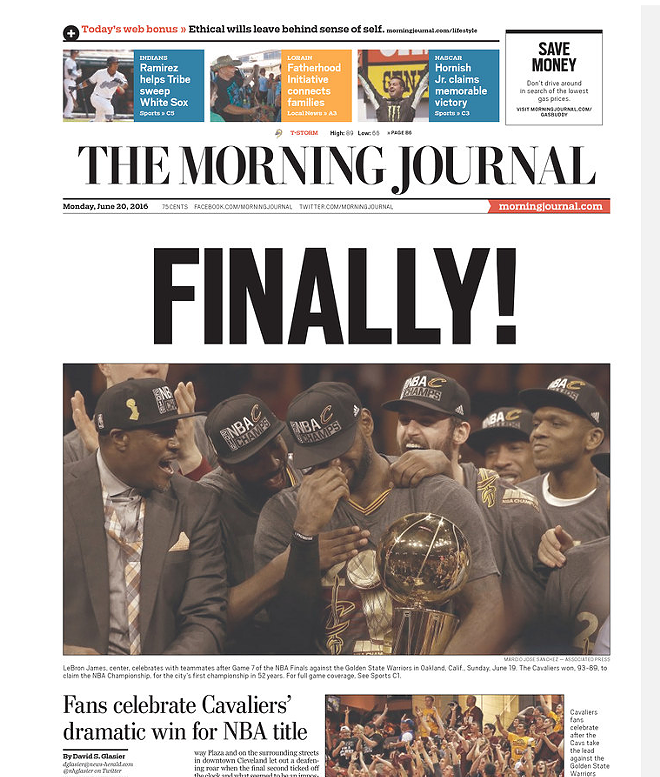 Here Are All the Front Pages From Northeast Ohio Newspapers This Morning