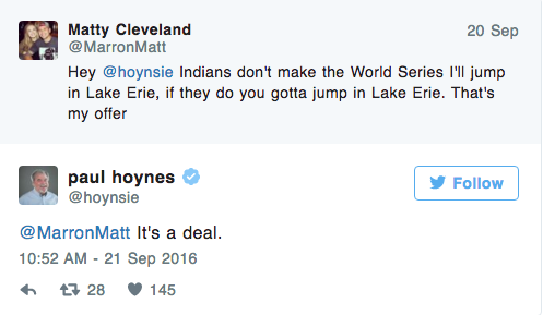 Video: Paul Hoynes Jumped in Lake Erie to Pay Off His World Series Bet