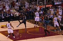 LeBron cashes a turnover with authority that was sometimes missing from Cavs' efforts.