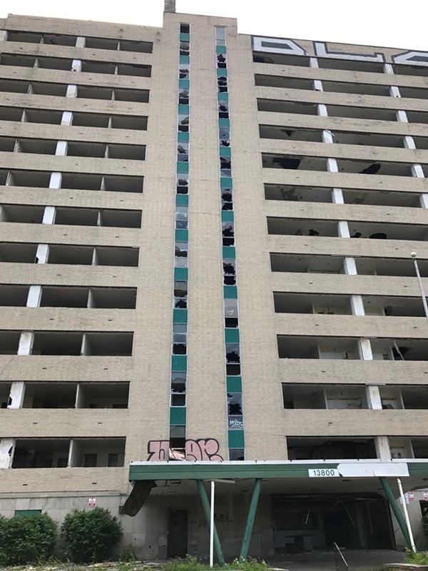 The abandoned Huron Apartments on Terrace Road