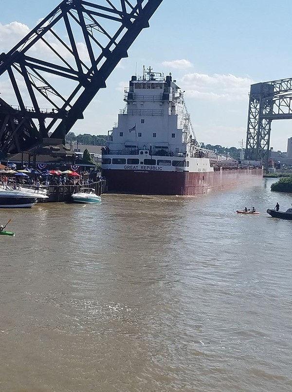 A Freighter Struck the Dock of Shooters on the Water Yesterday Evening