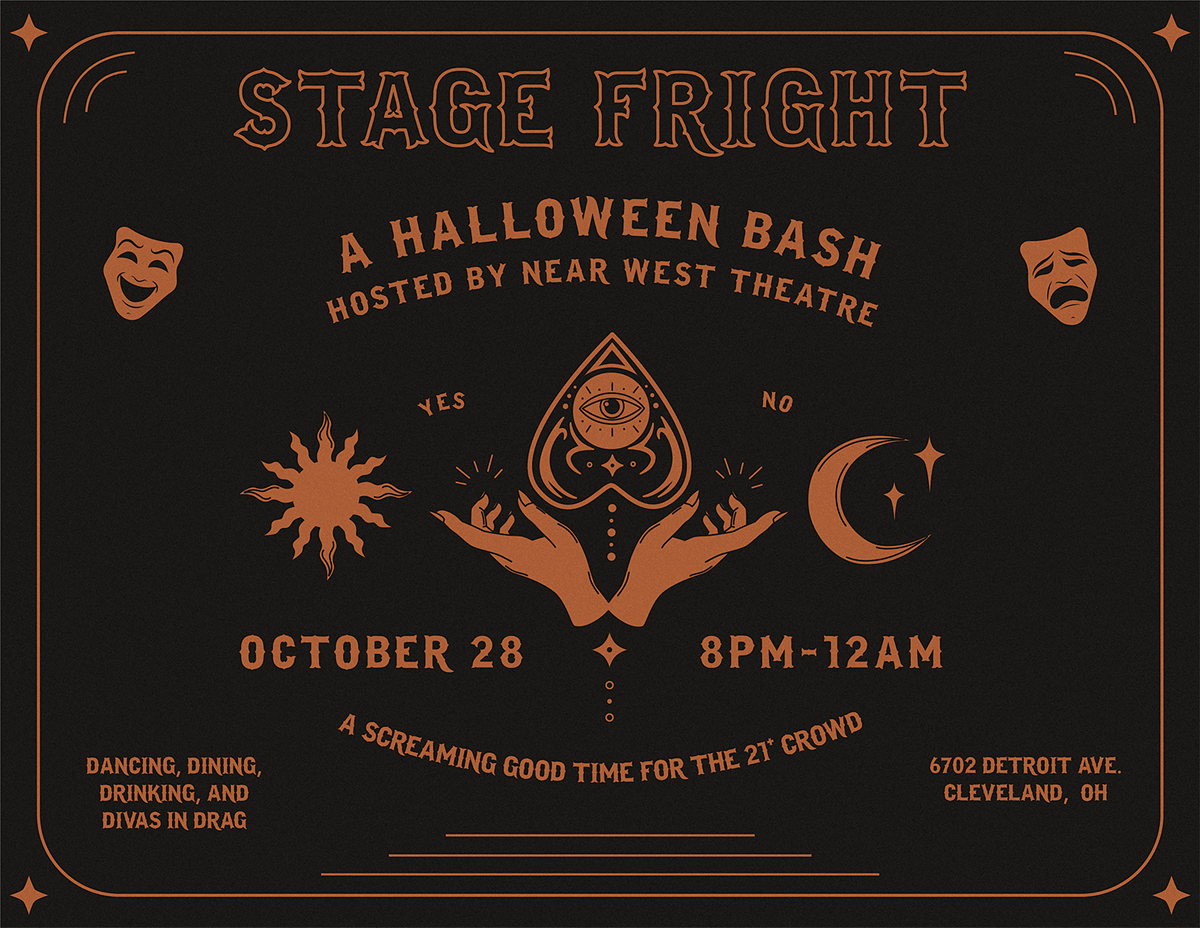 Stage Fright will be held Friday, October 28 from 8pm to midnight. Proceeds benefit Near West Theatre.