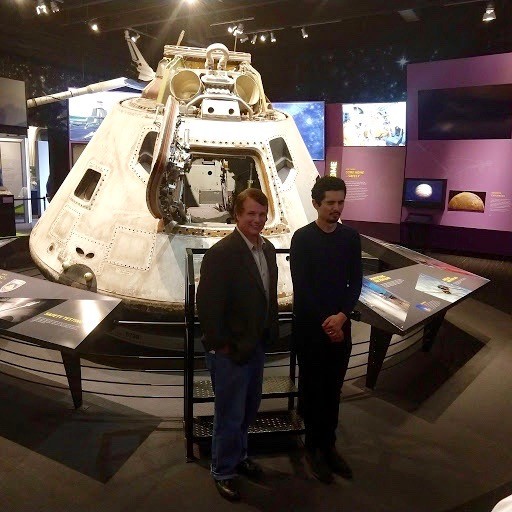 Mark Armstrong (left) and Damien Chapelle in the NASA Gallery at the Great Lakes Science Center