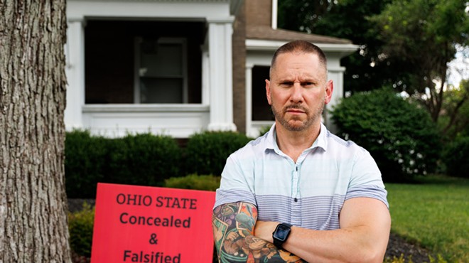 Stephen Snyder-Hill, lead plaintiff in a lawsuit against Ohio State University related to sexual abuse by former university doctor Richard Strauss, poses for a portrait, August 17, 2022, in Columbus, Ohio.