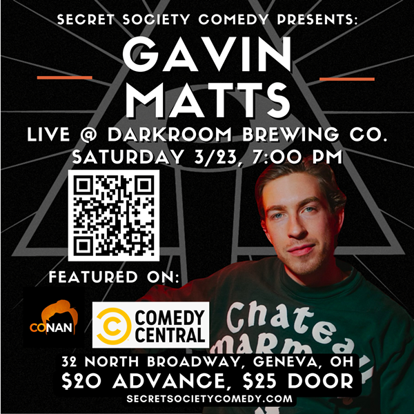Gavin Matts | Secret Society Comedy In Geneva - Vimarsana News