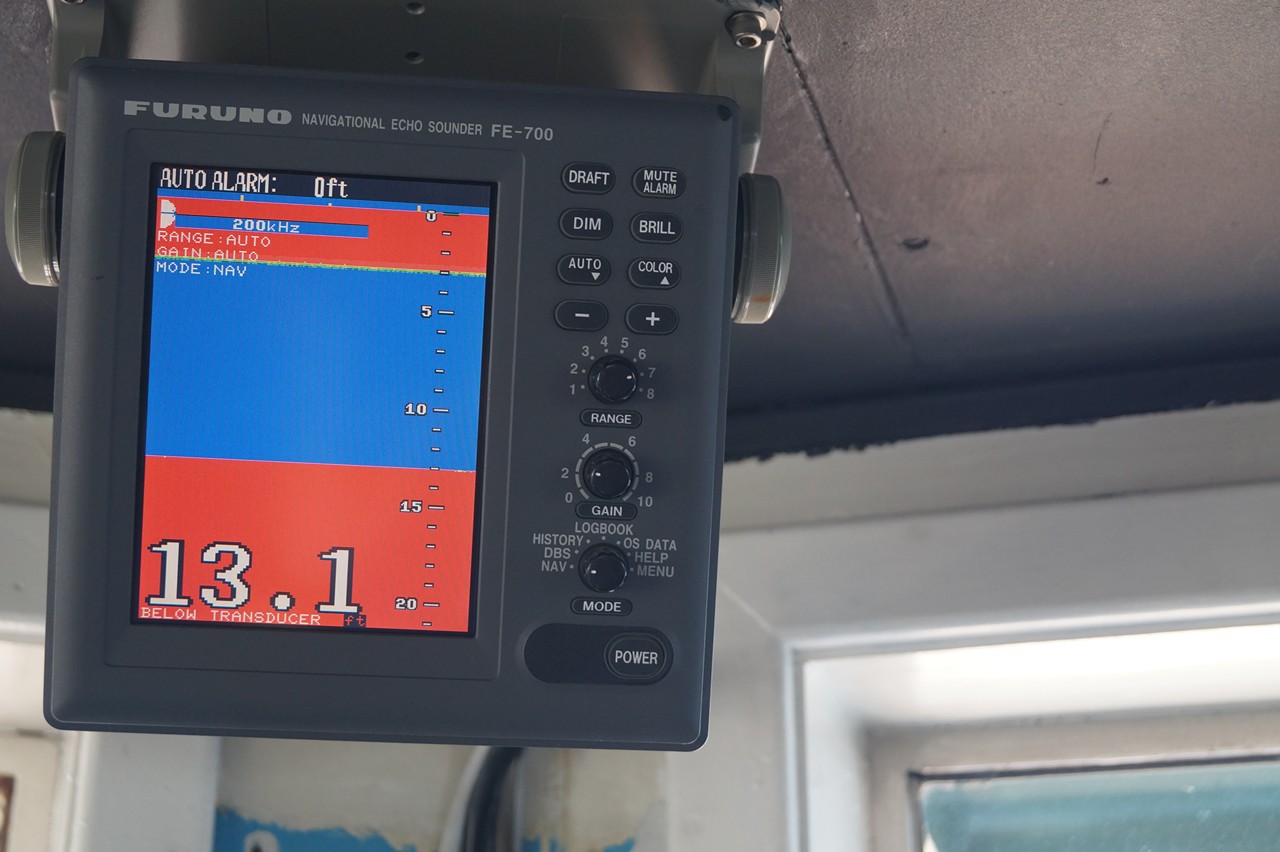 A monitor relays the water depth beneath the hull.