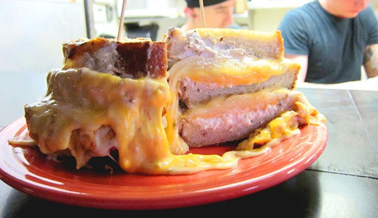 The Melt Challenge
Where: NE Ohio-area Melt Bar and Grilled locations
Challenge: Defeat this monster grilled cheese loaded with 13 cheeses, 3 slices of grilled bread and a pile of hand-cut fries & slaw. Over 5 lbs. of food!
Prize: Finish it all without any help or trips to the bathroom, and you will be awarded a Melt T-shirt or Melt Pint Glass, a $10 gift card, and we&#146;ll immortalize you in their online Melt Challenge Hall of Fame.
Cost: $30