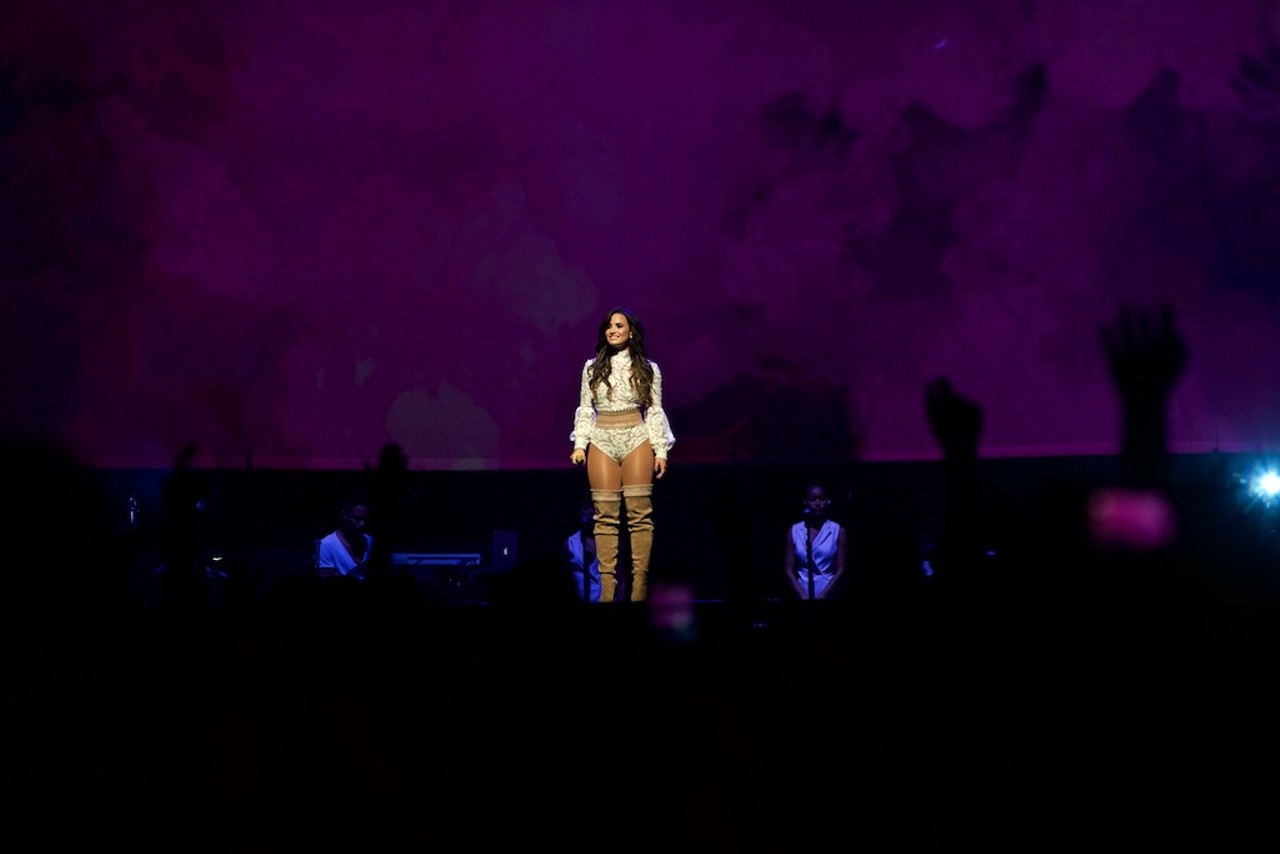 Demi Lovato, Nick Jonas and Mike Posner Performing at the Q