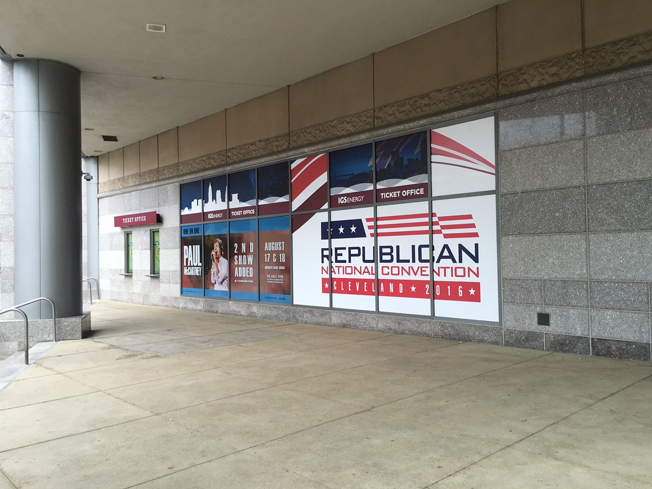 Photos: Crews Begin Transforming the Outside of the Q for the RNC