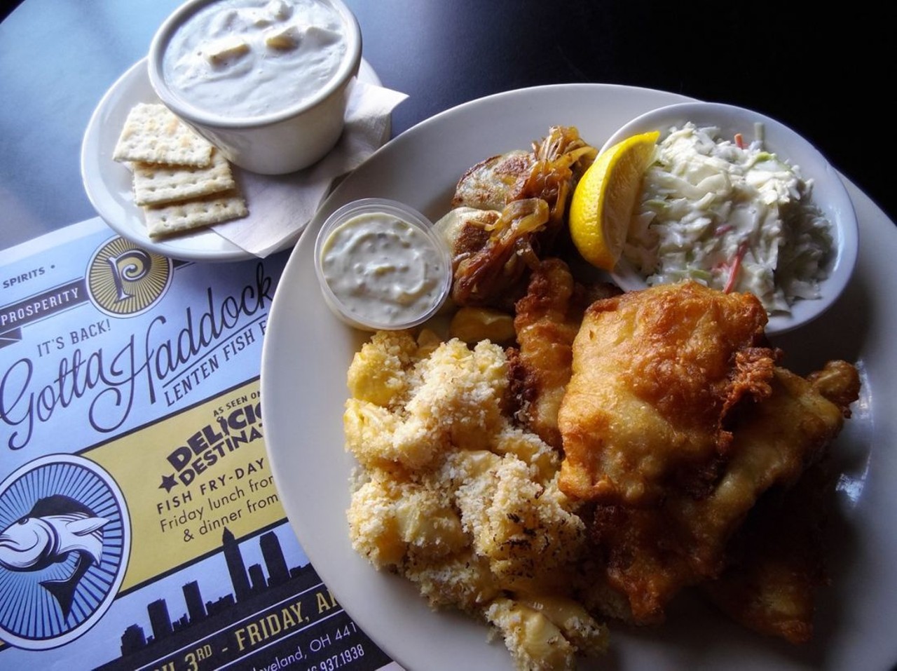 Fish Fry Days
Fri, March 3
Prosperity Social Club, 1109 Starkweather Ave.. 216-937-1938
Through the month of March and for the first few weeks of April, Prosperity Social Club hosts its fish fry, dubbed Fish Fry-Days, every Friday from 11 a.m. to 2 a.m. The special Lenten menu includes the Big Fish Fry, a seasonal staple that features a generous portion of haddock covered in a fluffy blanket of beer batter and complemented by homemade coleslaw, house tartar sauce and old-school-style mac and cheese. Last year, the event received national attention when the home-cooked Big Fish Fry was featured on TV chef Andrew Zimmern&#146;s Delicious Destinations. New this year: Chef Ed Kubitz has added a lemony shrimp piccata pasta to the list of Fish Fry-Day offerings. (Niesel)
Photo Provided
