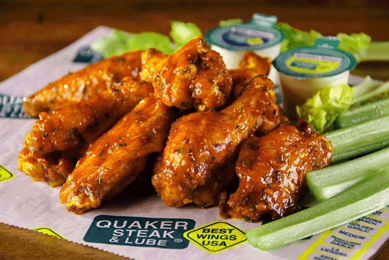Quaker Steak and Lube Atomic Wing Challenge
Where: Quaker Steak and Lube Restaurant, Valley View and Sheffield locations
Challenge: Consume five chicken wings with Atomic sauce (150,000 Scoville heat units). A word of advice: clear the rest of your day, and drink lots of milk!
Prize: Get yourself a nifty bumper sticker and a spot on the "Wall of Flame." Then get into the big leagues and try the Triple Atomic Challenge (450,000 Scoville heat units).
Cost: $6.99