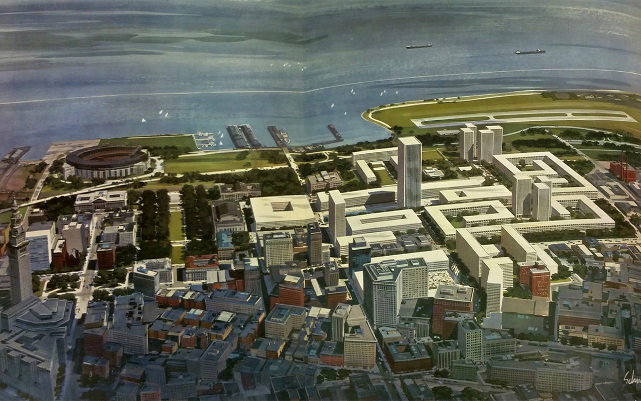 Pei's original master plan, which was never realized.
