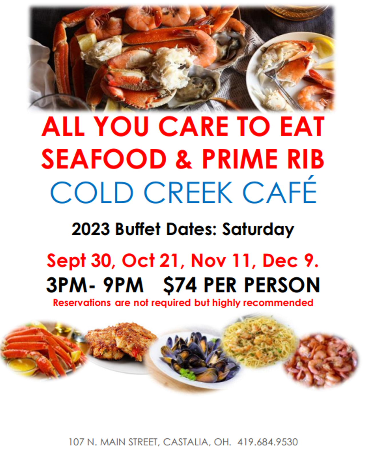 All You Care to Eat Seafood and Prime Rib Buffet Cold Creek Cafe Food/Drink Cleveland Scene