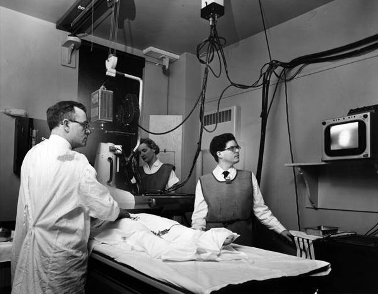  Watching a Heart Catheterization on a TV Screen at the Cleveland Clinic, 1958 